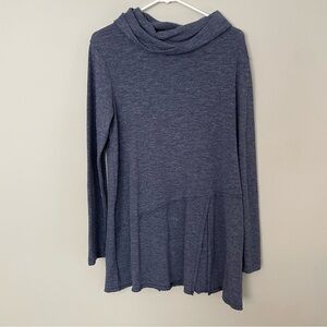 Women’s Anthropologie Navy Blue Sweater Cowl Neck Tunic Long Sleeve Medium